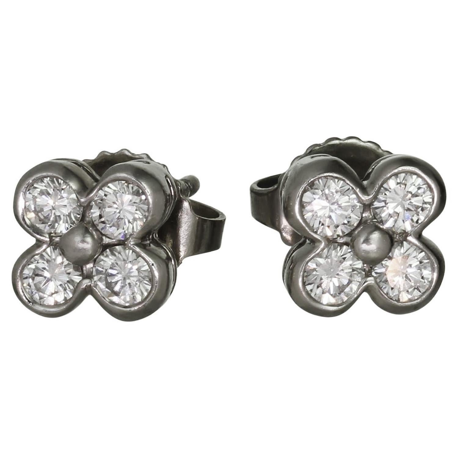 Tiffany & Co. Diamant-Platin-Spitze-Blumen-Ohrstecker Damen