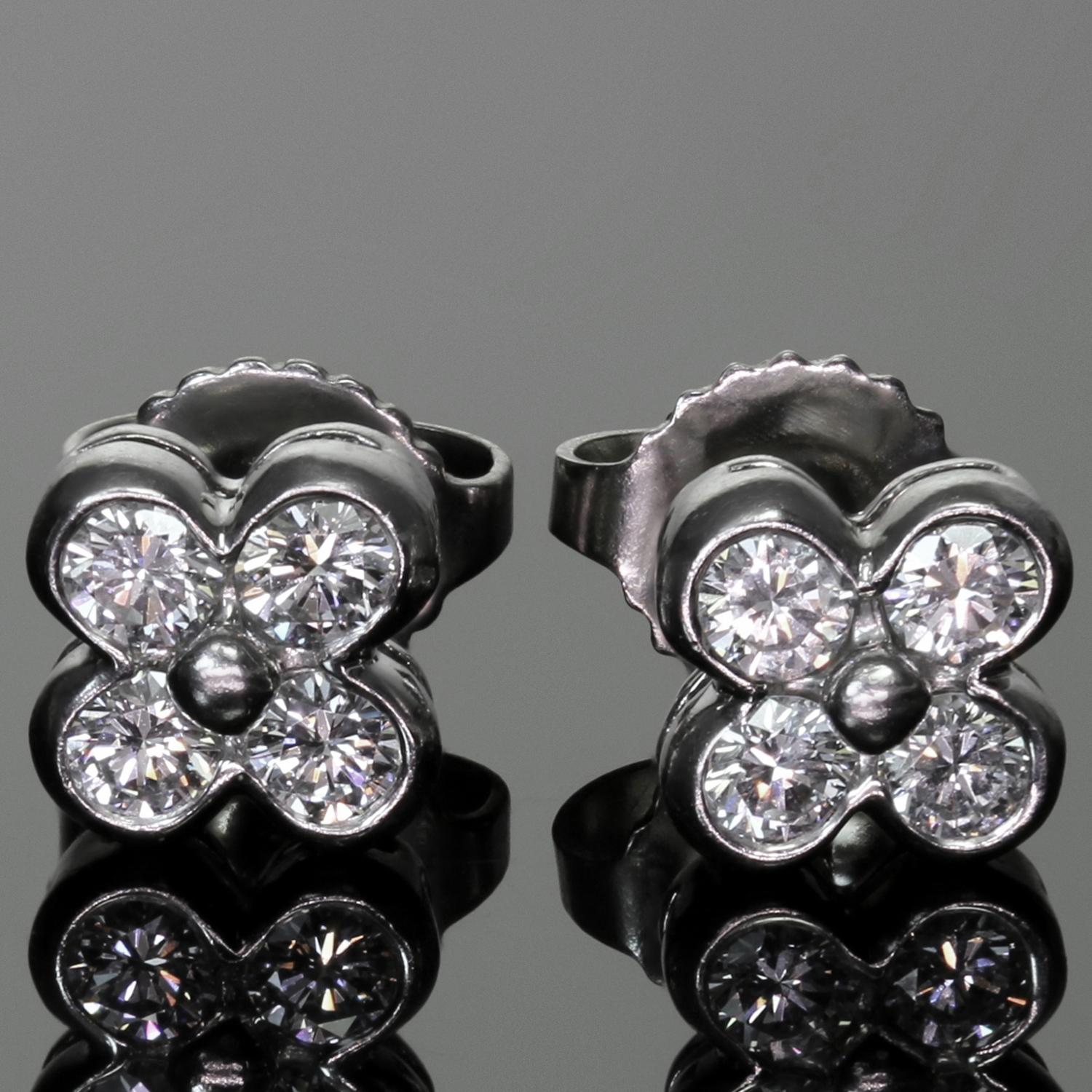 Tiffany & Co. Diamant-Platin-Spitze-Blumen-Ohrstecker 1