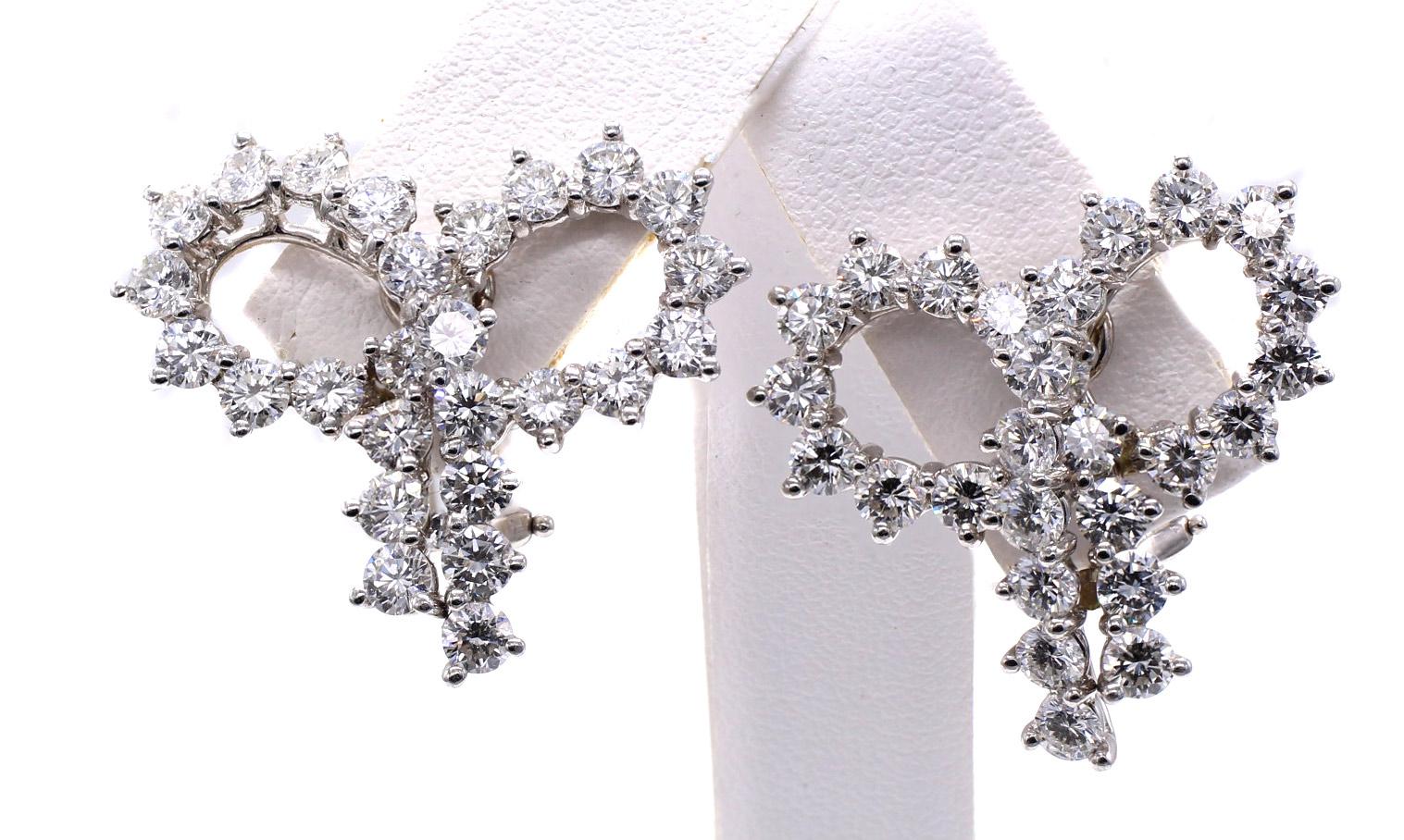 Tiffany & Co. Diamond Platinum Ribbon Bow Ear Clips In Excellent Condition For Sale In New York, NY