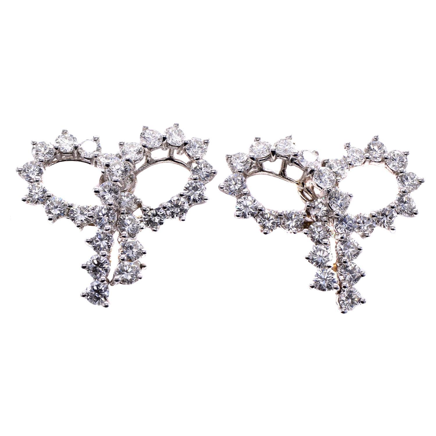Tiffany & Co. Diamond Platinum Ribbon Bow Ear Clips
