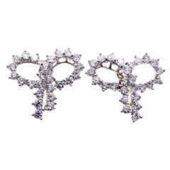 Tiffany & Co. Diamond Platinum Ribbon Bow Ear Clips
