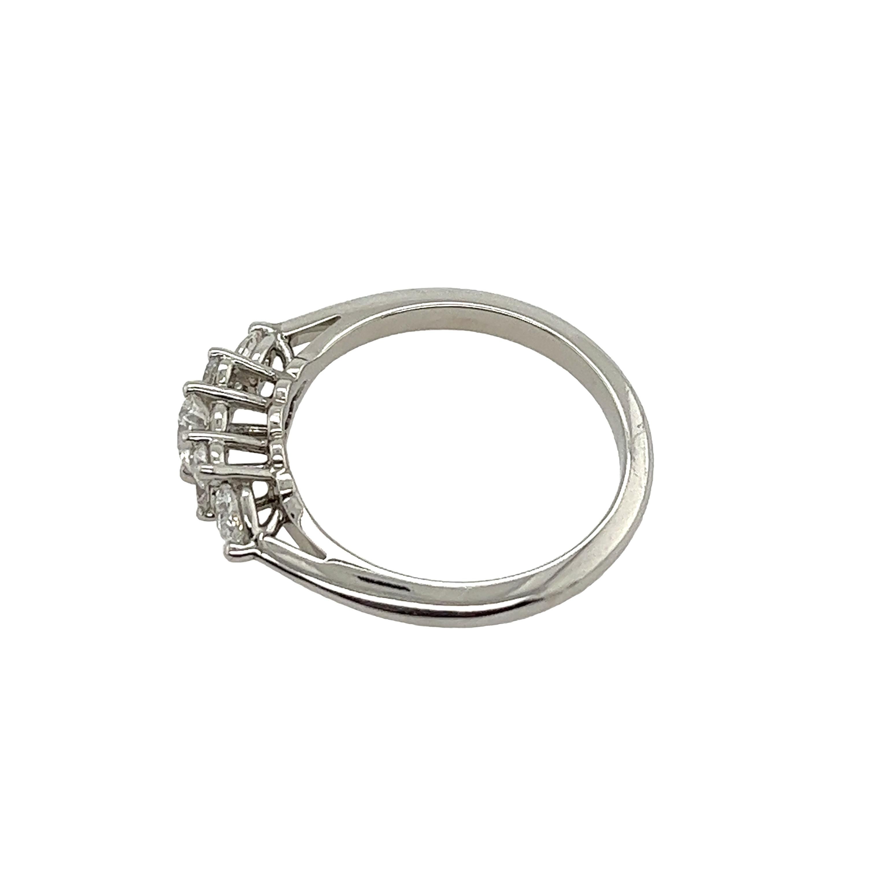 Round Cut Tiffany & Co. Diamond Platinum Seven Stone Ring For Sale