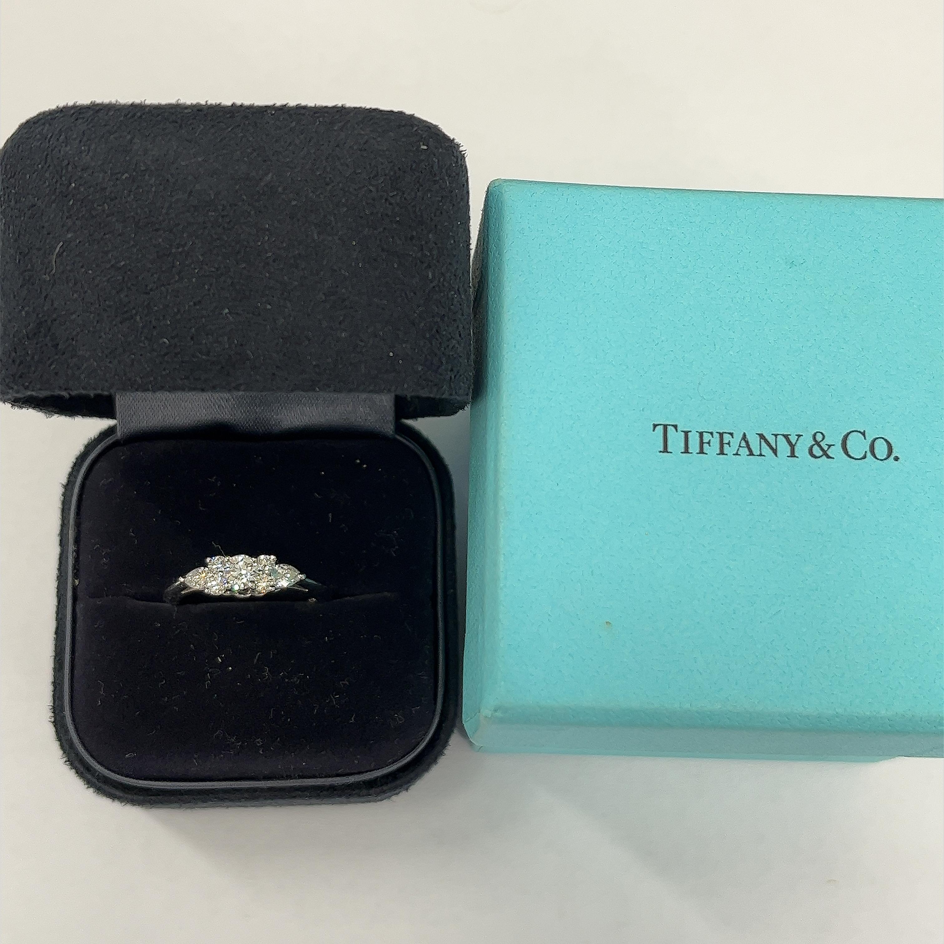 Round Cut Tiffany & Co. Diamond Platinum Seven Stone Ring