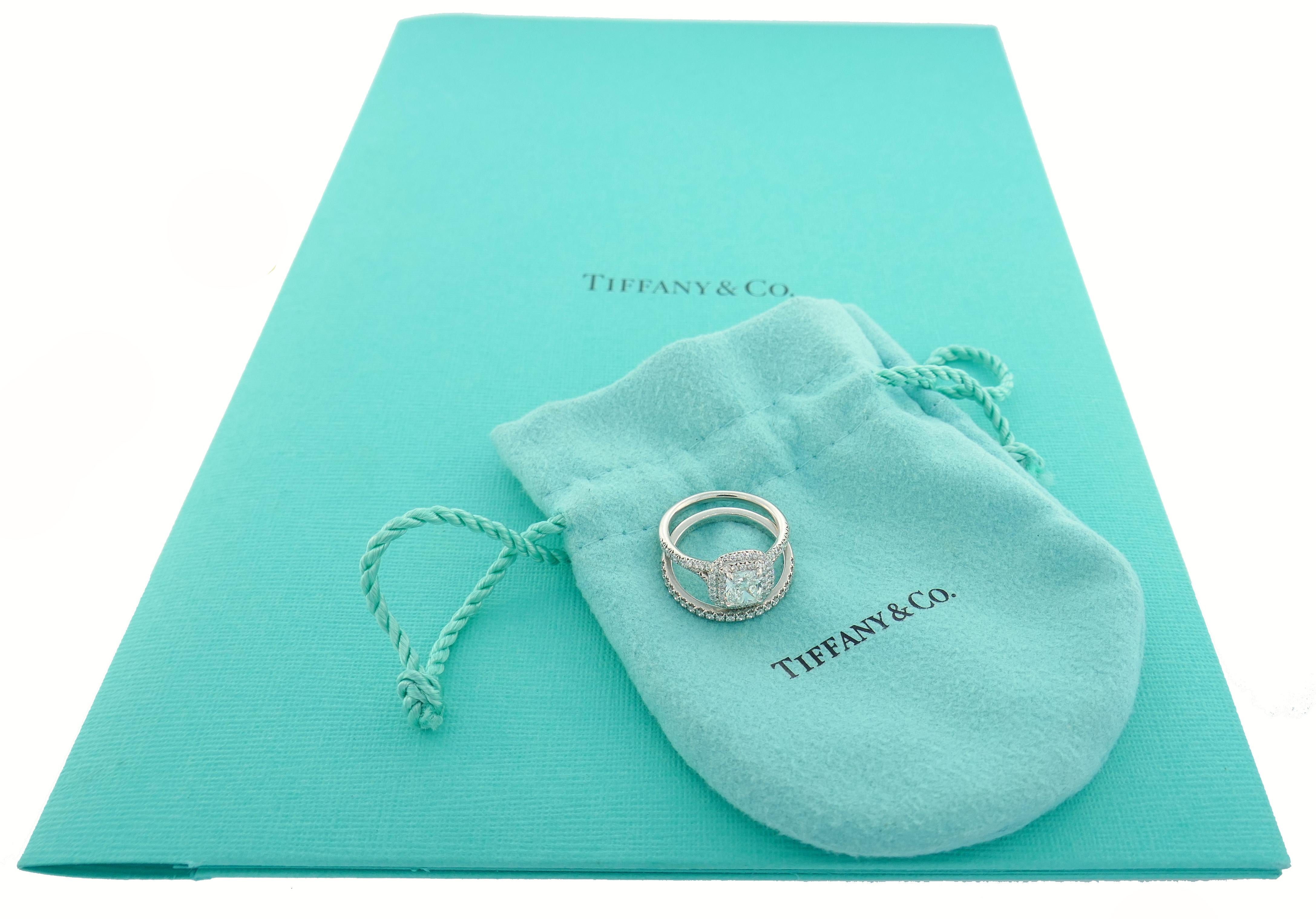 Tiffany & Co. Diamond Platinum Soleste Ring and Wedding Band 4