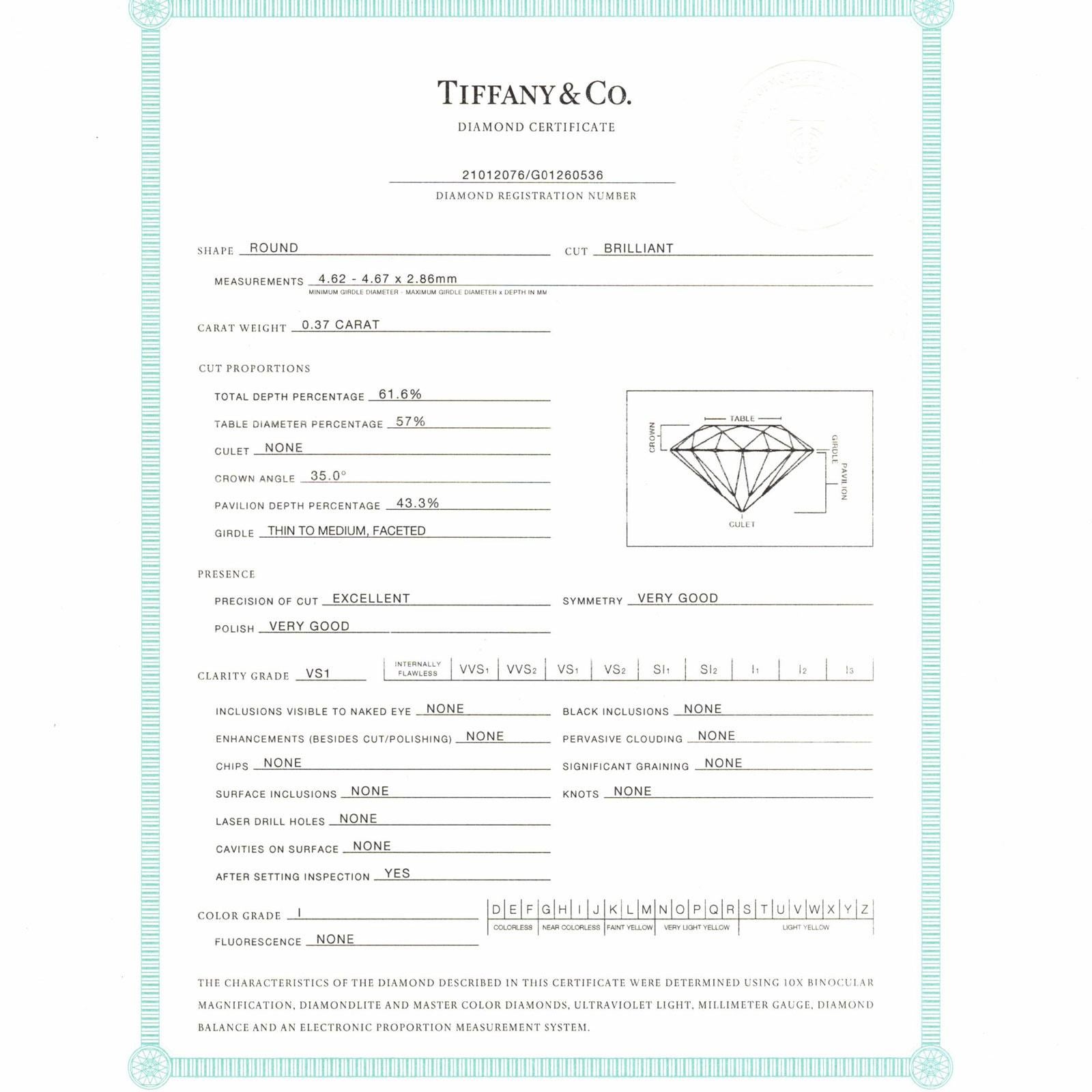 Tiffany & Co. Diamond Platinum Solitaire Engagement Ring Box & Papers, 2005 1
