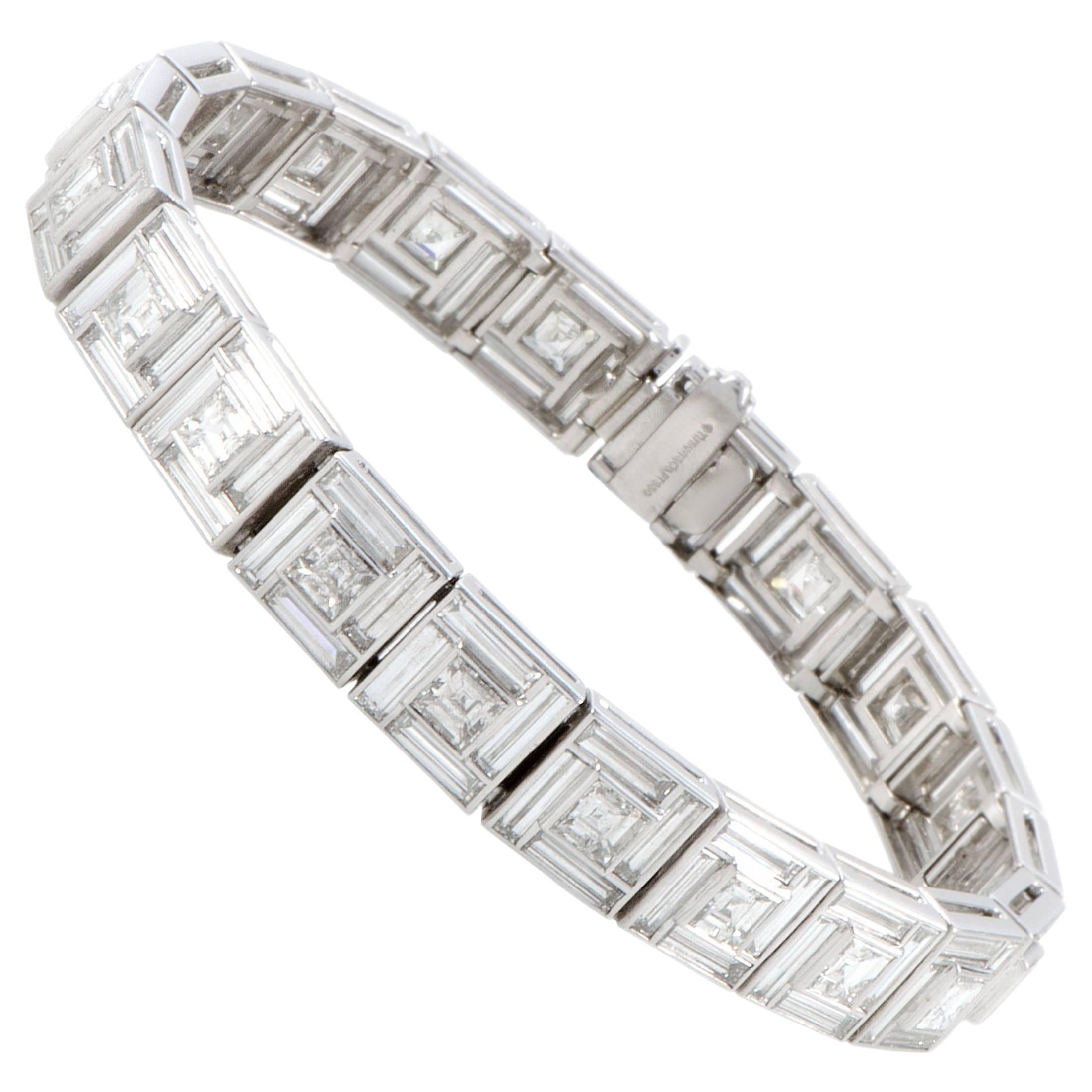 Tiffany & Co. Diamond Platinum Square Link Bracelet