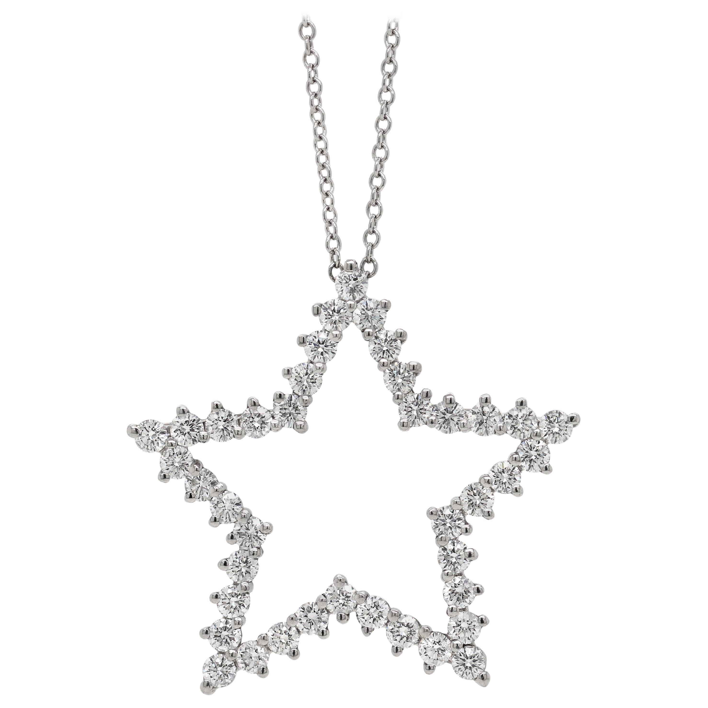 Tiffany & Co. Diamond Platinum Star Pendant and Chain
