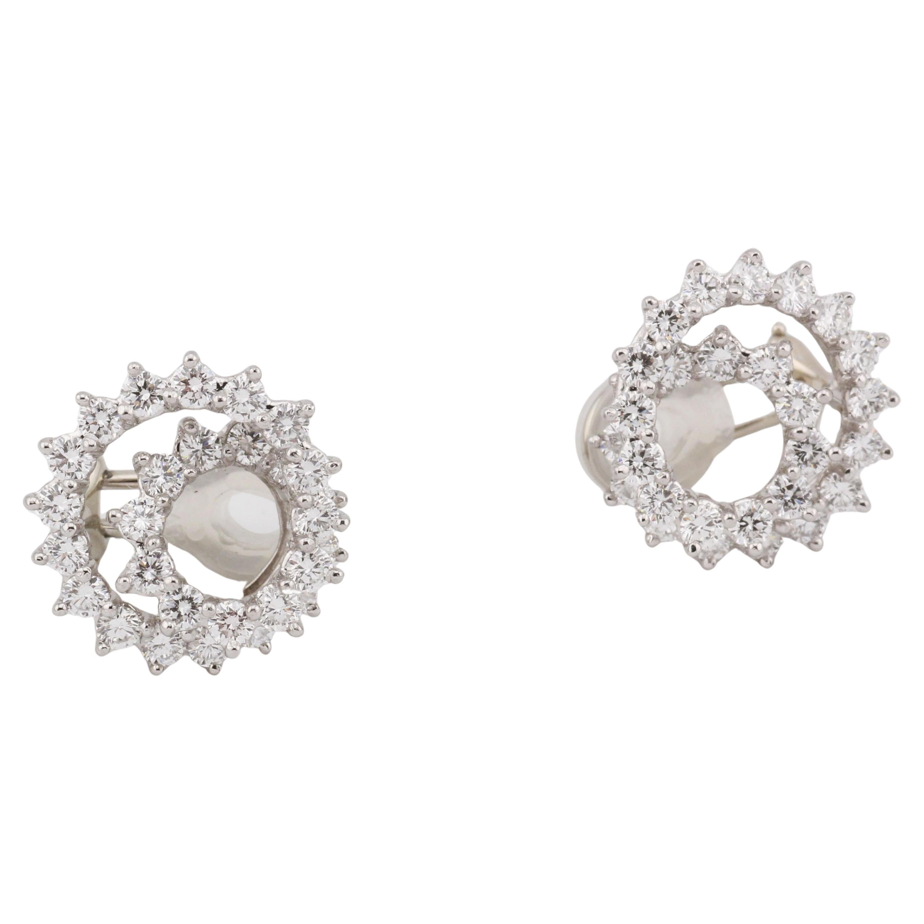 Tiffany & Co. Diamond Platinum Swirl Earrings