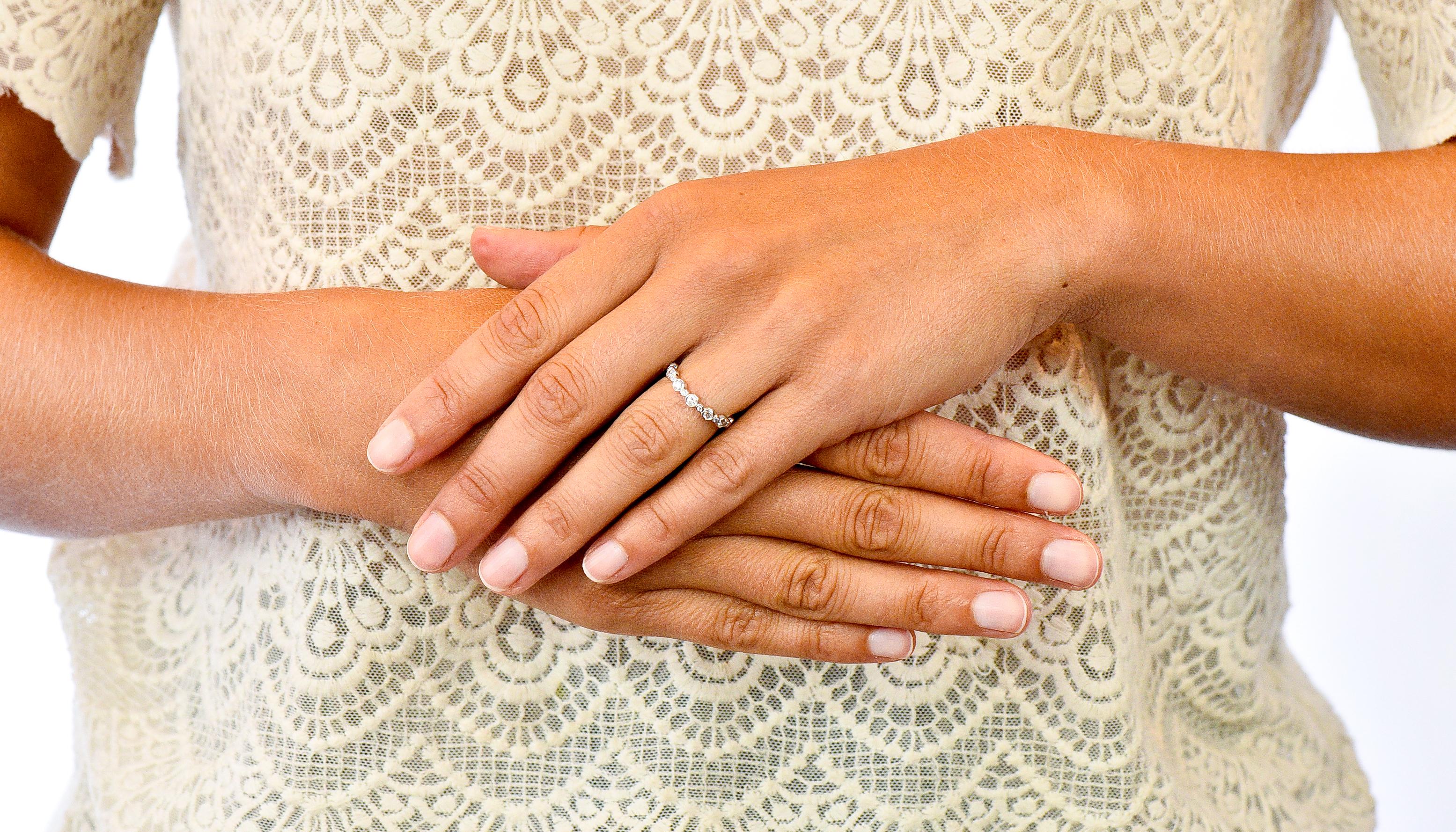 Tiffany & Co. Diamond Platinum Tiffany Jazz Band Stacking Ring In Excellent Condition In Philadelphia, PA