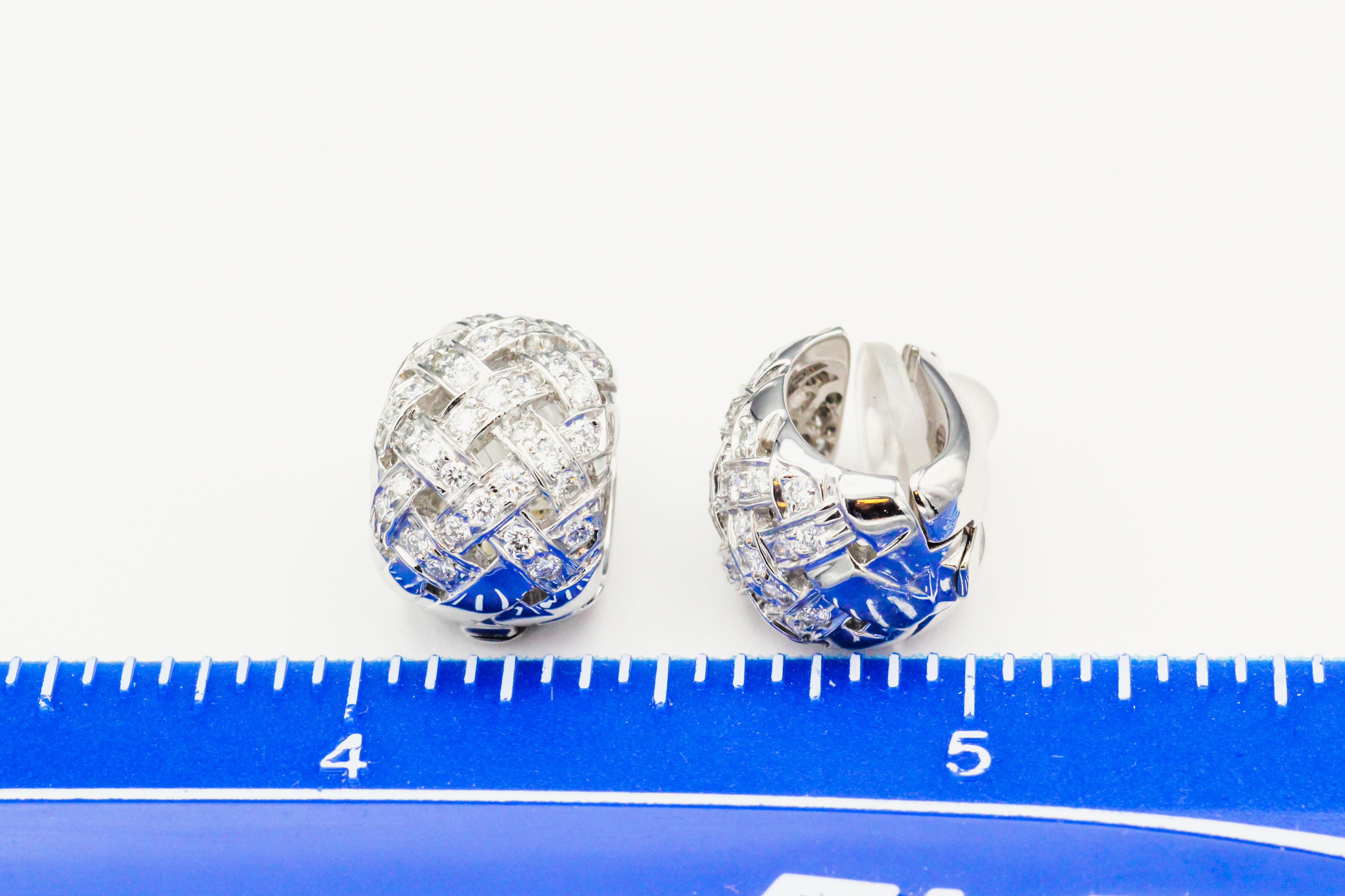 Women's Tiffany & Co. Diamond Platinum Vannerie Huggies Earrings