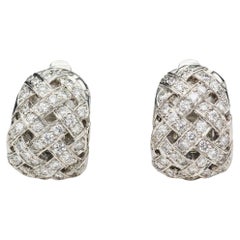 Tiffany & Co. Diamond Platinum Vannerie Huggies Earrings