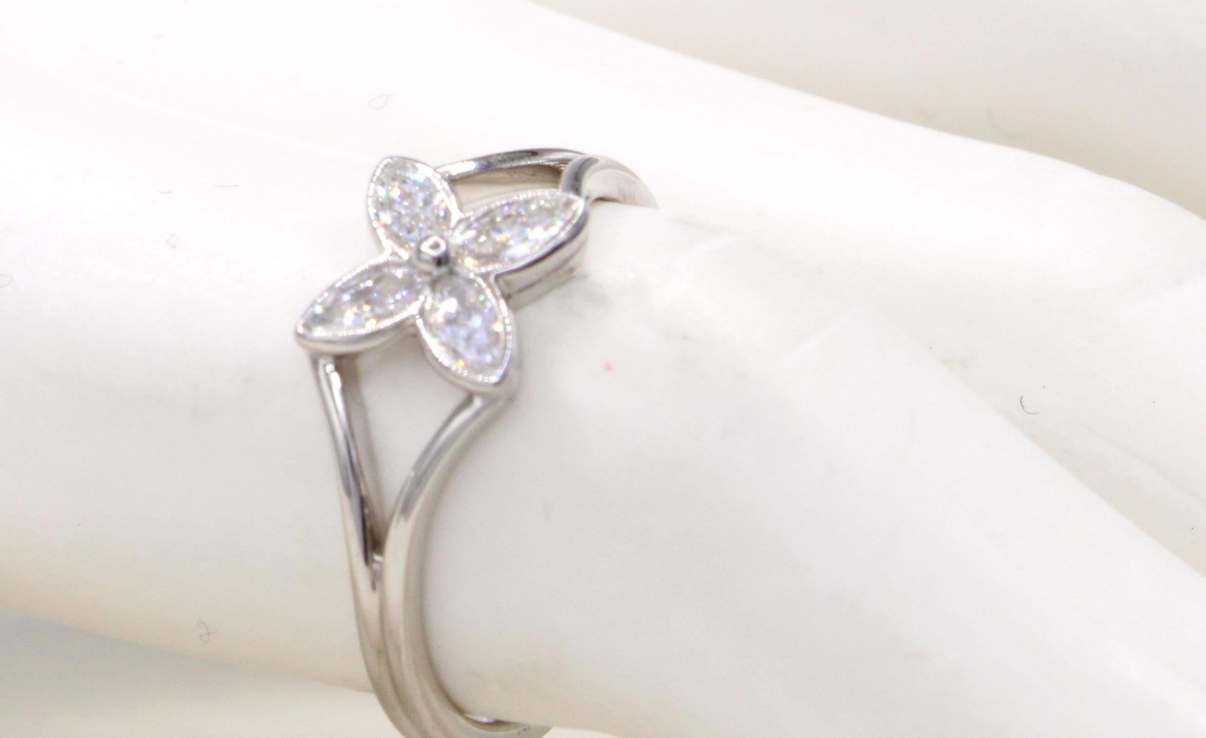 Tiffany & Co. Victoria-Ring aus Platin mit Diamanten (Marquiseschliff) im Angebot