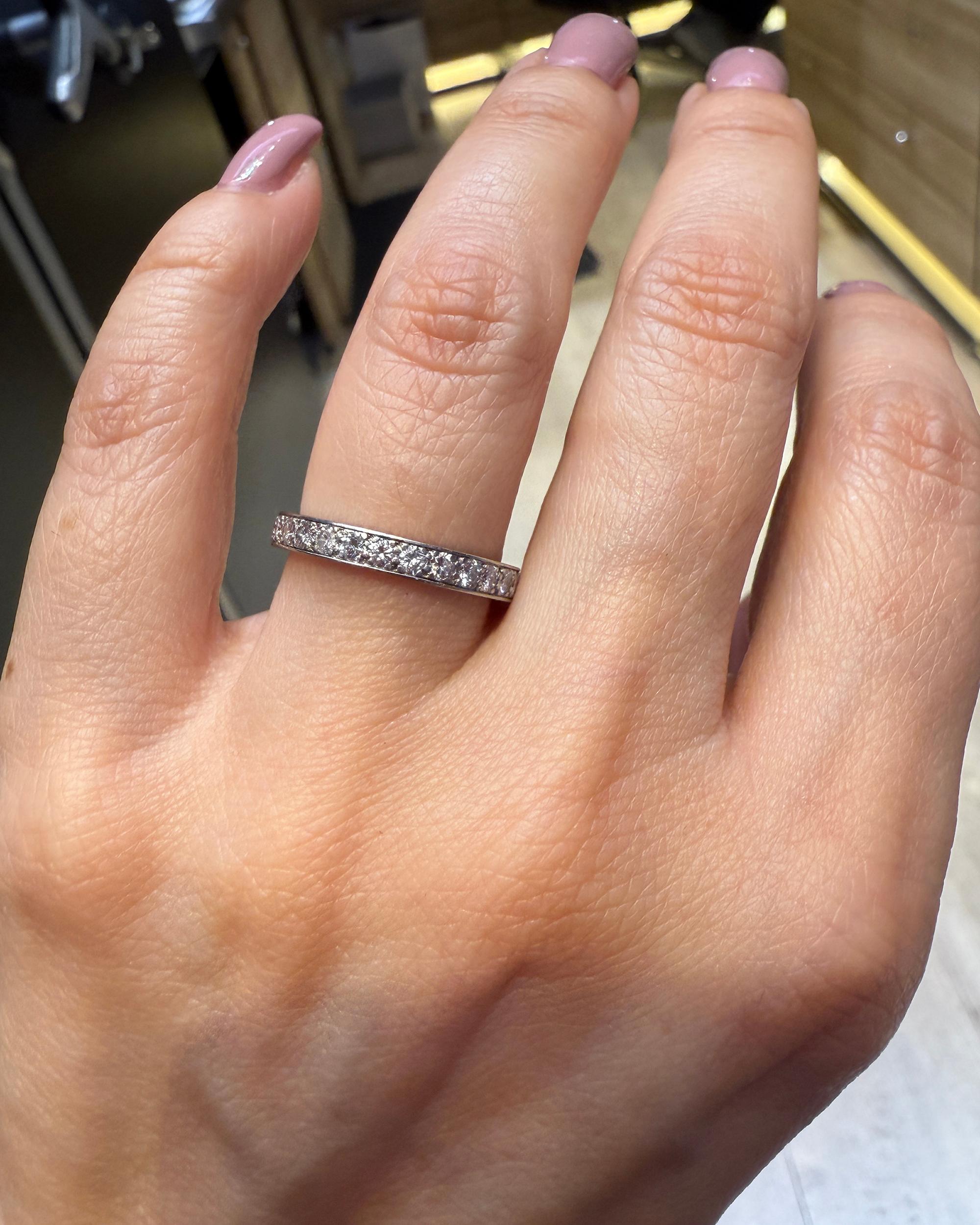 Round Cut Tiffany & Co. Diamond Platinum Wedding Band For Sale