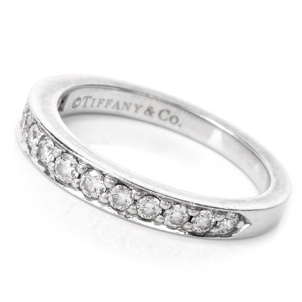 Tiffany & Co. Diamond Platinum Wedding Band Ring In Excellent Condition In Miami, FL