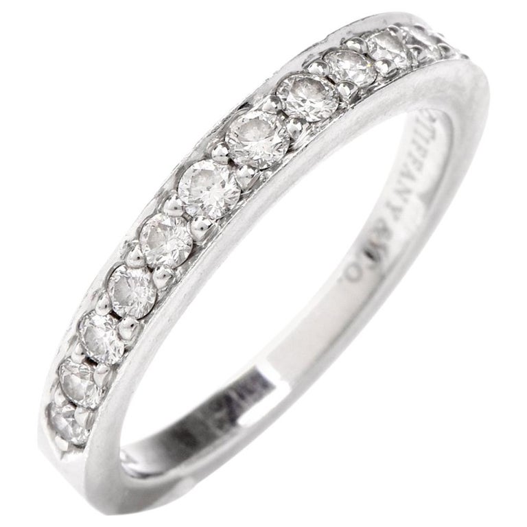 Tiffany and Co. Diamond Platinum Wedding Band Ring For Sale at 1stDibs