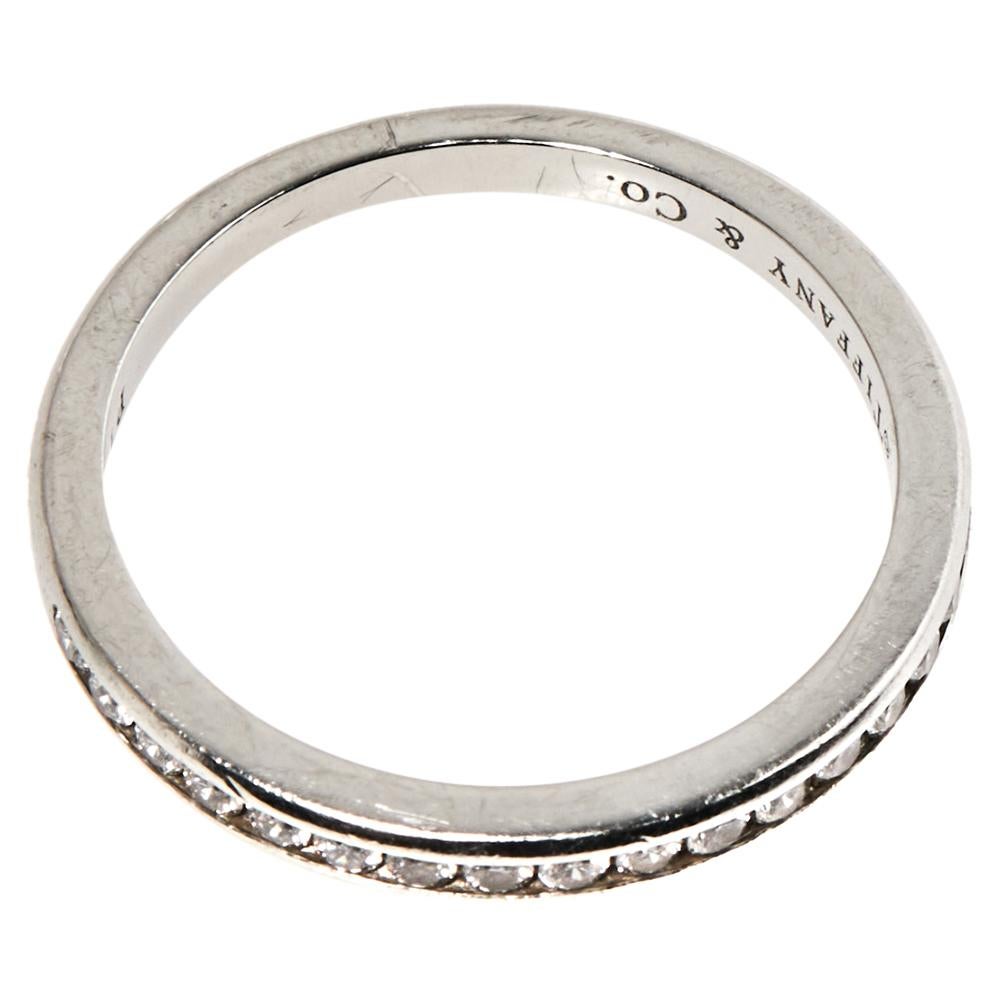 Contemporary Tiffany & Co. Diamond Platinum Wedding Band Ring Size 50