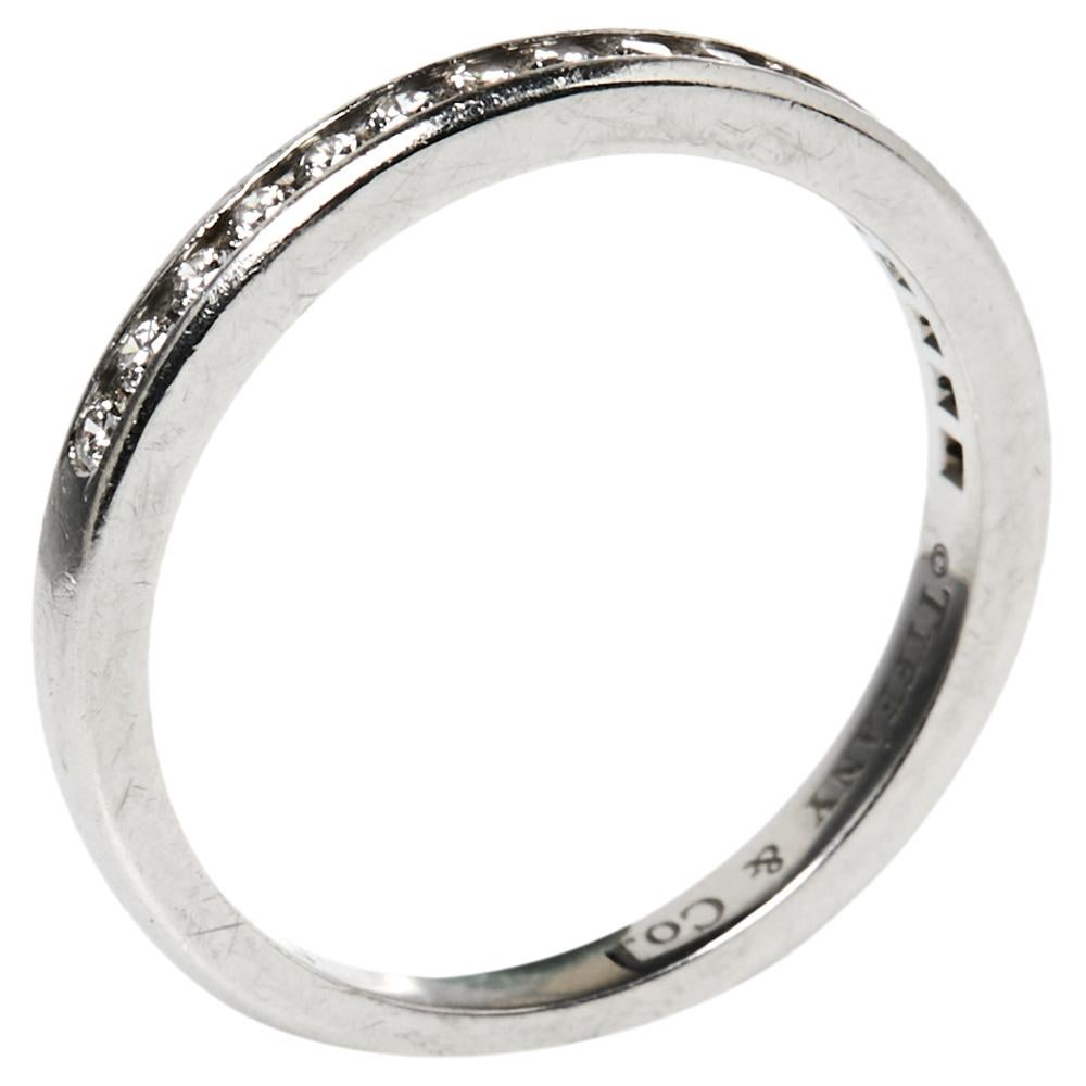 Tiffany & Co. Diamond Platinum Wedding Band Ring Size 50 1