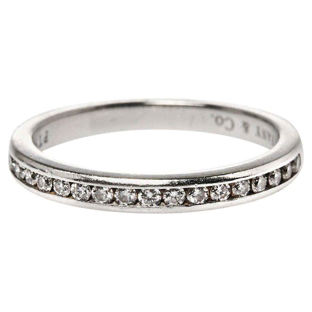 Tiffany & Co. Diamond Platinum Wedding Band Ring Size 50