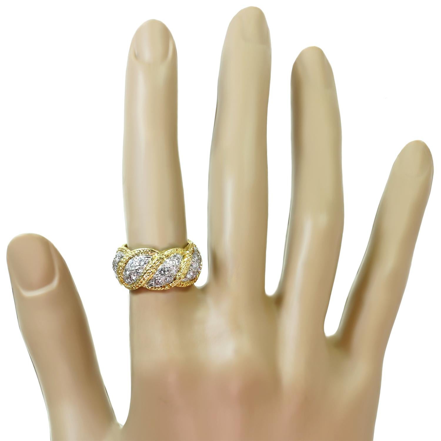 Tiffany & Co. Diamond Platinum Yellow Gold Vintage Band Ring In Excellent Condition In New York, NY
