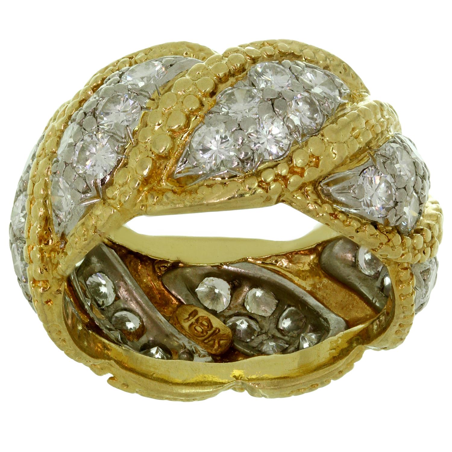 Women's Tiffany & Co. Diamond Platinum Yellow Gold Vintage Band Ring