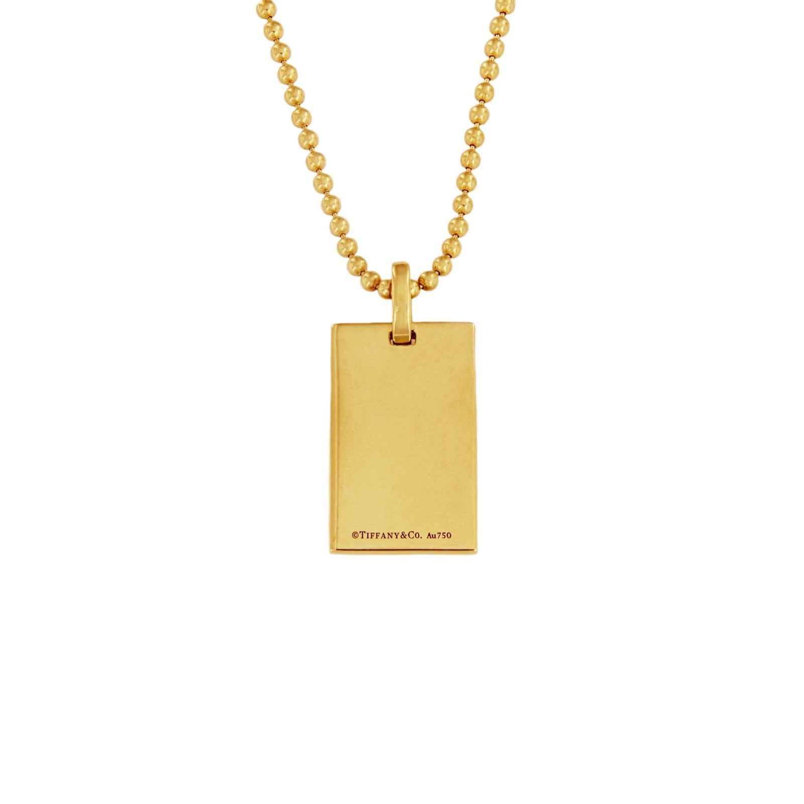 TIFFANY & CO. DIAMOND POINT RECTANGLE PENDANT IN 18K GOLD.

The geometric style of the Diamond Point collection lends a contemporary edge to classic designs. The bold rectangular shape of this pendant makes a graphic style statement both alone and
