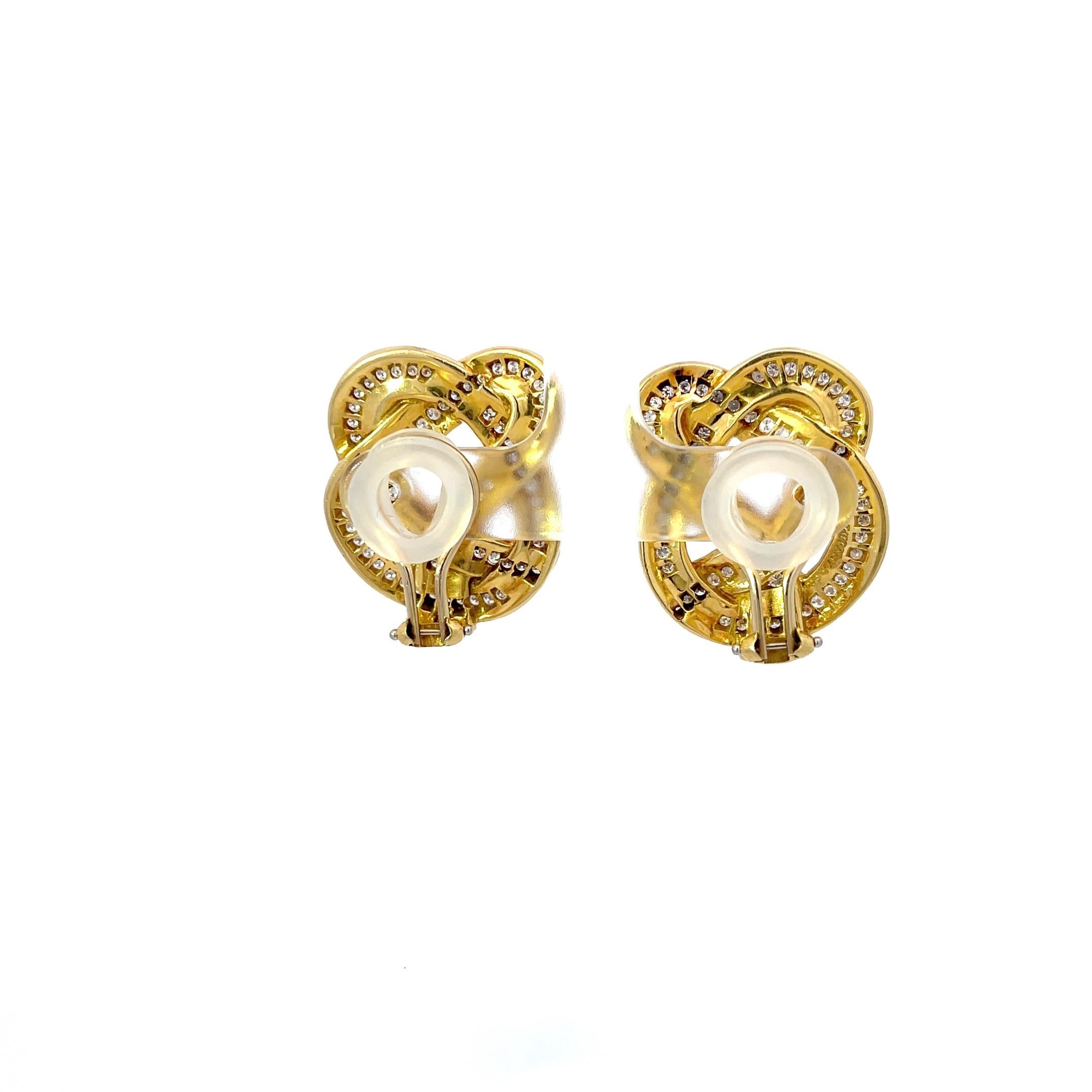 Tiffany & Co. Diamant-Ohrringe mit Brezel aus 18 Karat Gelbgold Damen im Angebot