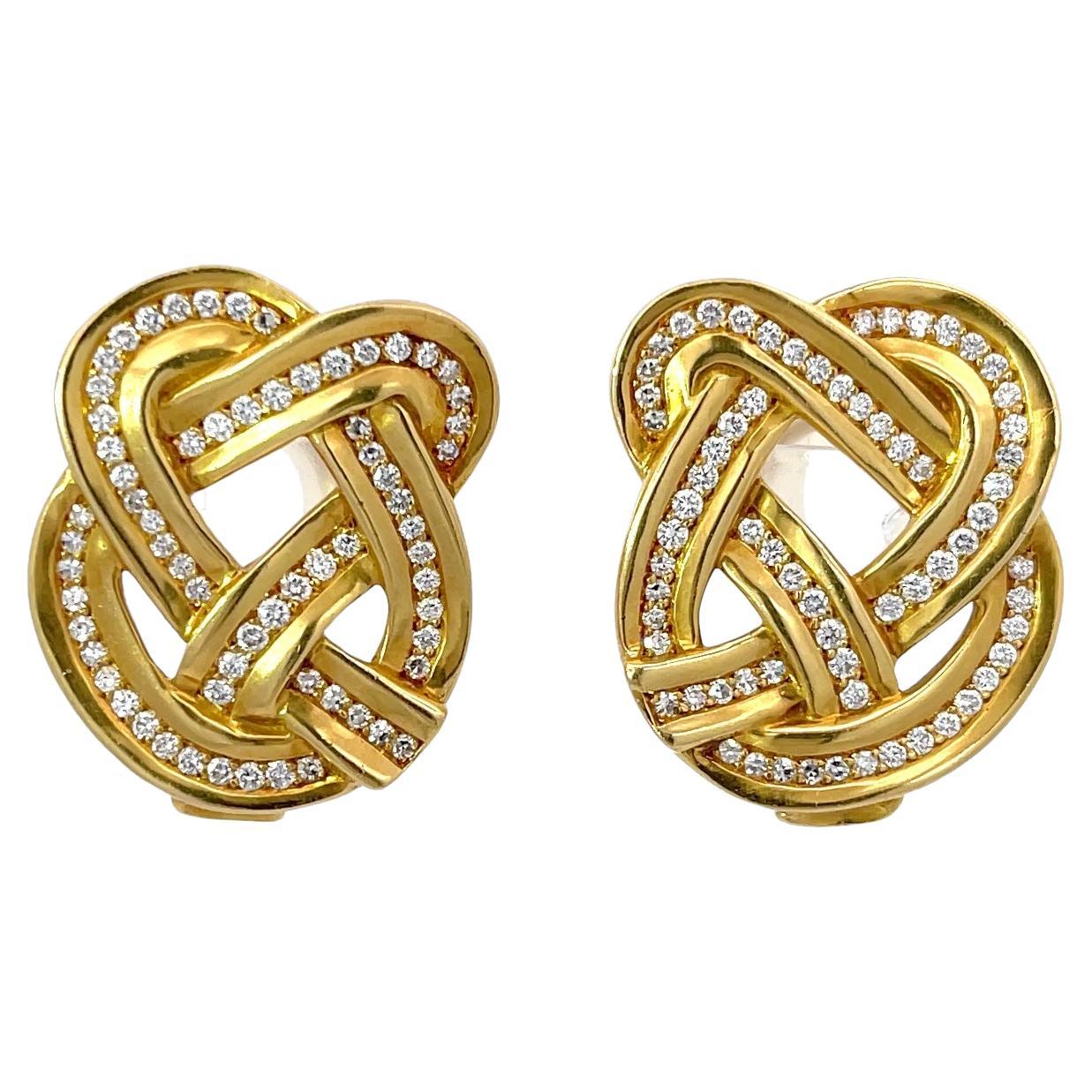 Tiffany & Co. Diamant-Ohrringe mit Brezel aus 18 Karat Gelbgold im Angebot