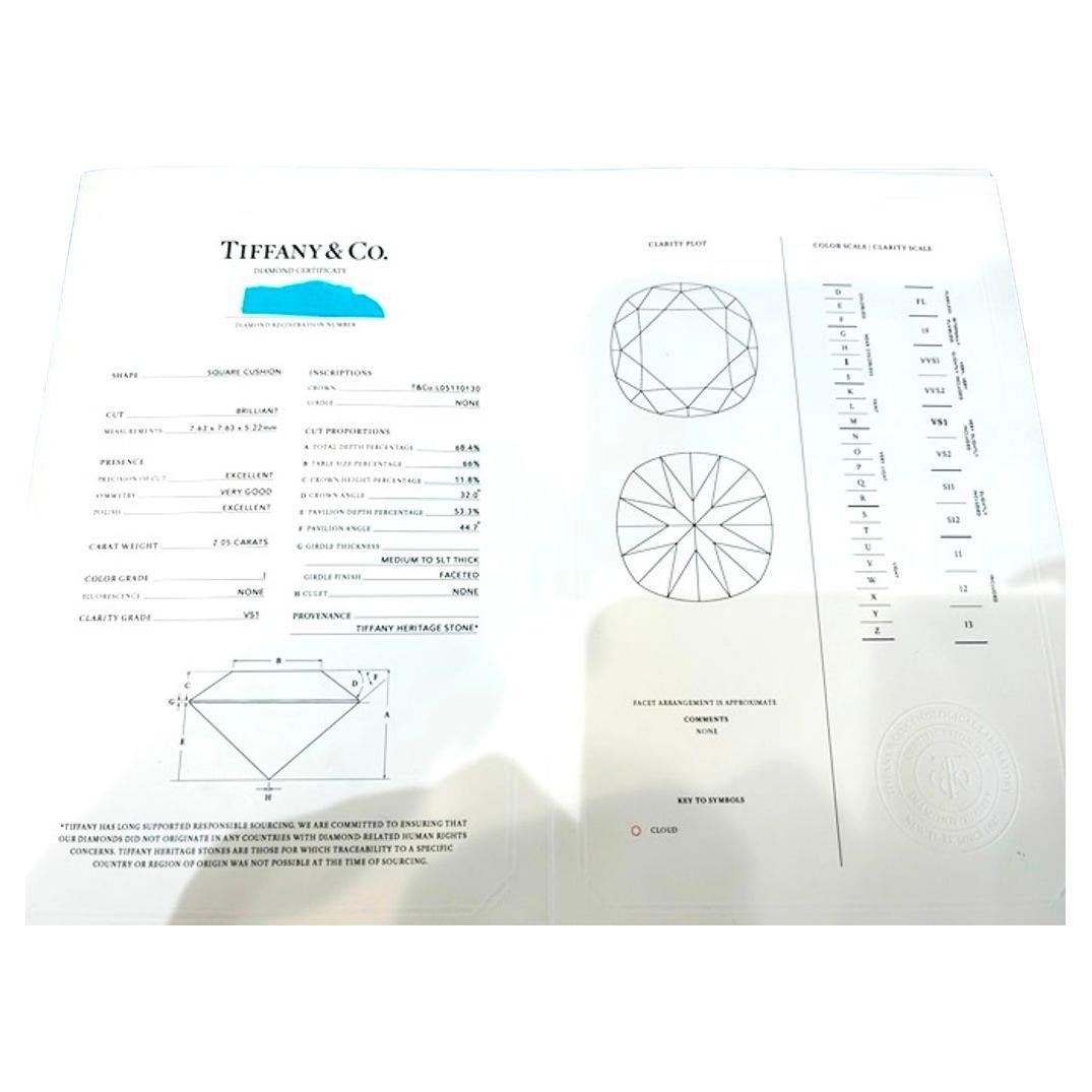 Anillo de diamantes talla princesa Tiffany & Co 2.11Cts Corte princesa en venta