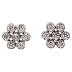 Tiffany & Co.  Diamant PT950 Platin-Blumen-Ohrstecker mit Diamant