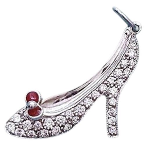 Tiffany & Co. Colgante con dije de zapato de tacón alto de esmalte rojo con diamantes Platino PT950