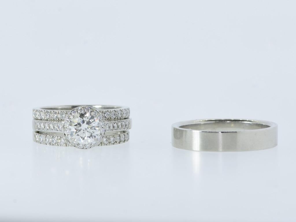 Anillo de diamantes Tiffany & Co Anillo Soleste de platino, bandas Dia a juego y banda para caballero en venta 14