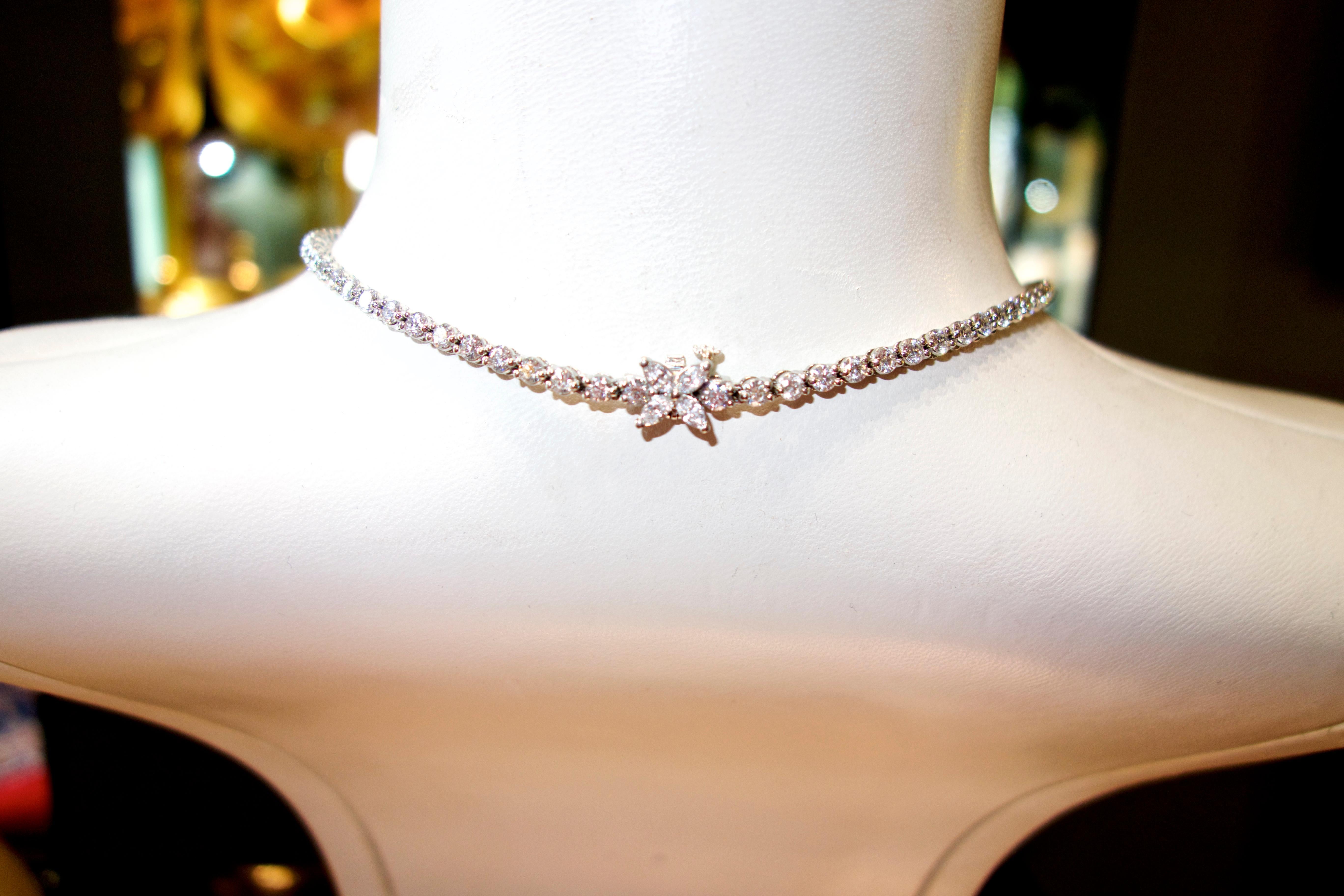 Tiffany & Co.  Diamond Riviere Necklace In Excellent Condition In Aspen, CO