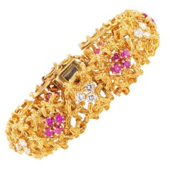 Tiffany & Co. Diamond Ruby Gold Link Bracelet