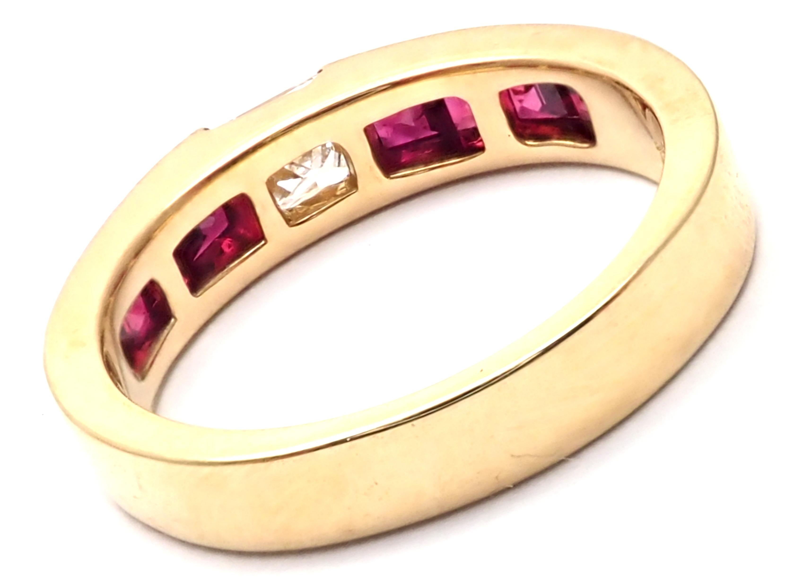 Tiffany & Co. Diamond Ruby Yellow Gold Band Ring In Excellent Condition In Holland, PA