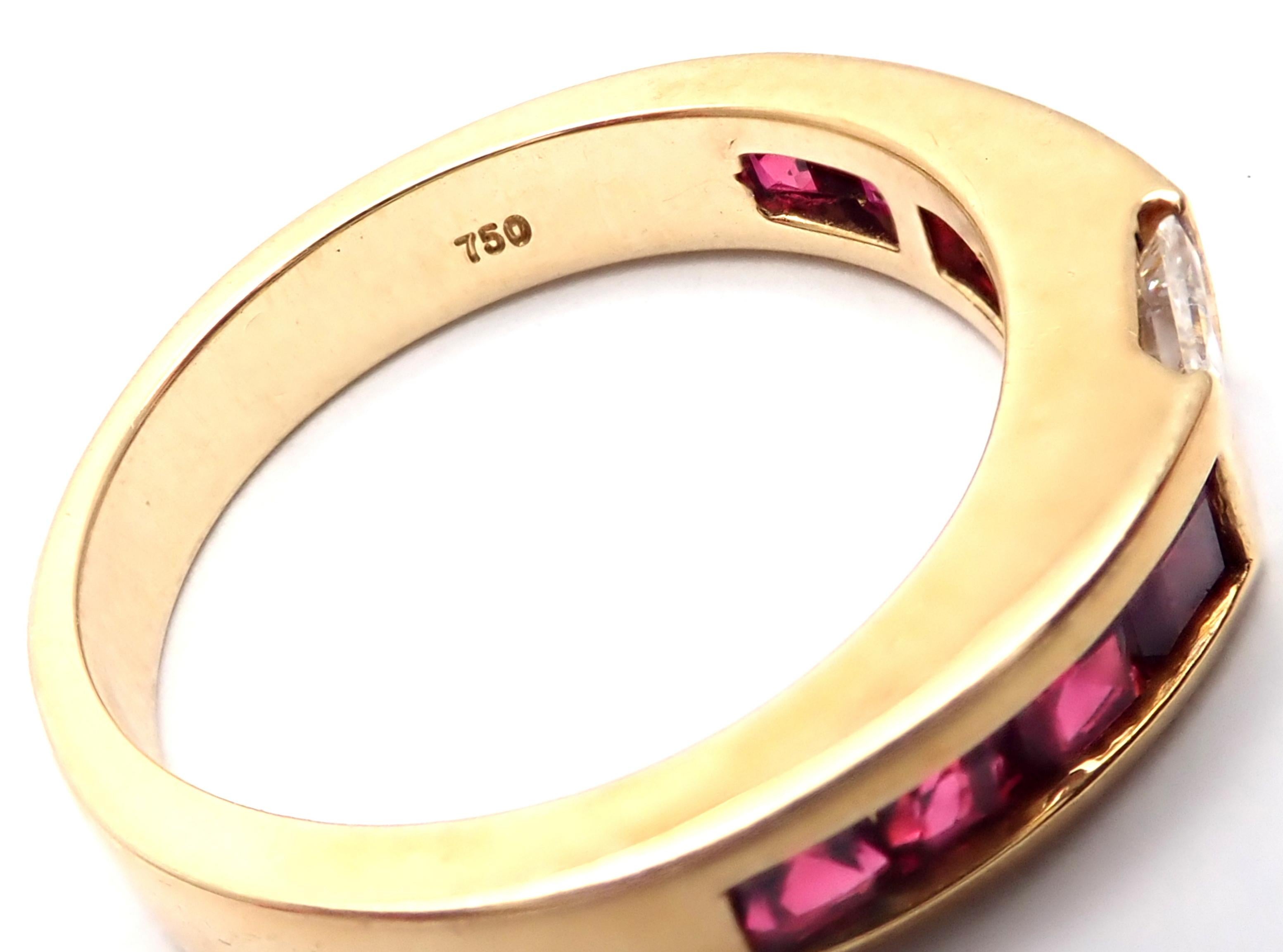 Tiffany & Co. Diamond Ruby Yellow Gold Band Ring 2
