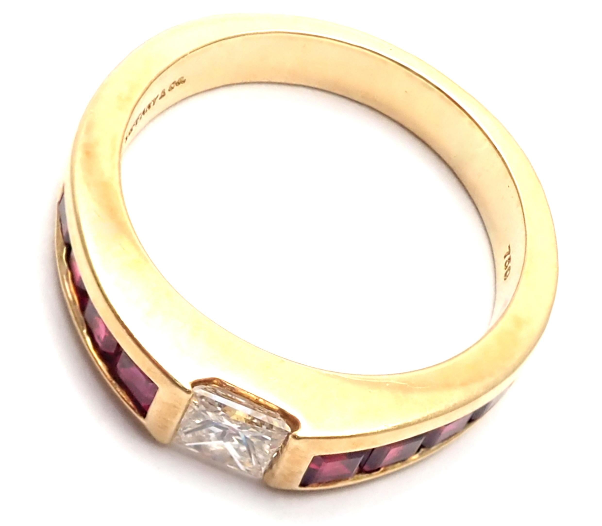 Tiffany & Co. Diamond Ruby Yellow Gold Band Ring 3