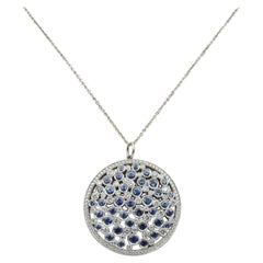 Tiffany & Co. Diamond & Sapphire Cobblestone Medallion Pendant in Platinum