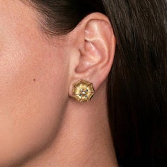 Tiffany & Co. Diamond Sapphire Dogwood Flower Brooch Earrings Set 14K Gold
