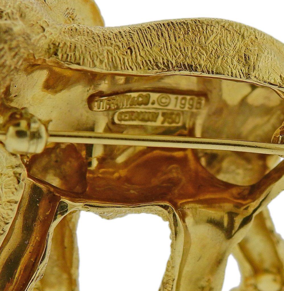 Women's or Men's Tiffany & Co. Diamond Sapphire Gold Elephant Brooch Pin