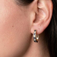 Tiffany & Co. Diamond Sapphire Omega Earrings 18K Gold 1.36 Carats VS1