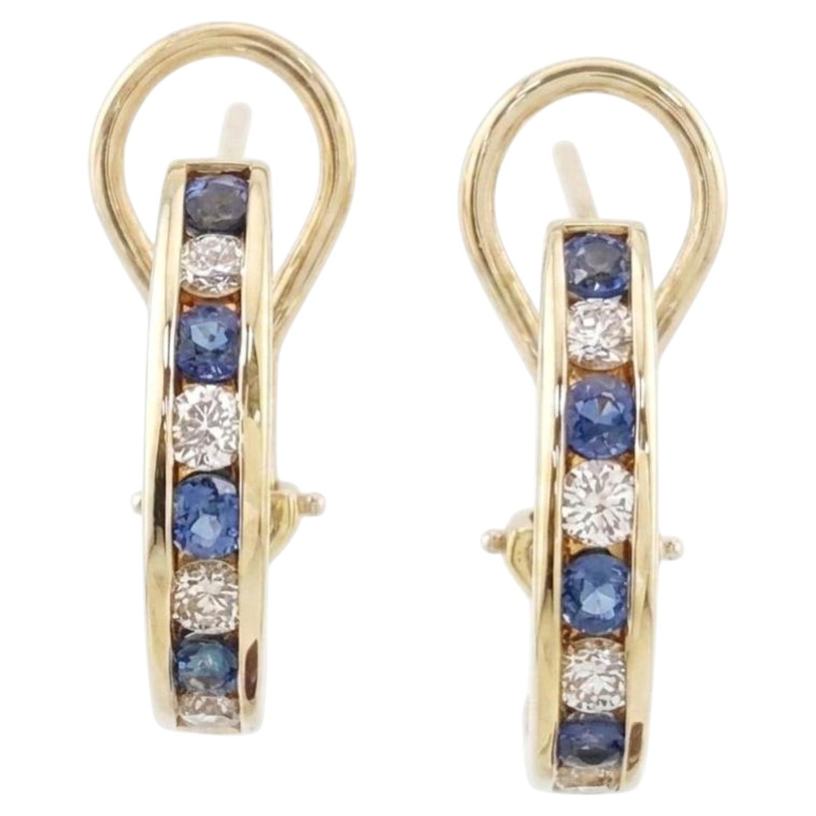 Tiffany & Co. Boucles d'oreilles Omega Diamant Saphir Or 18K 1.36 Carats VS1