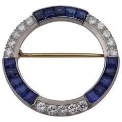 Tiffany & Co. Diamond Sapphire Palladium Brooch