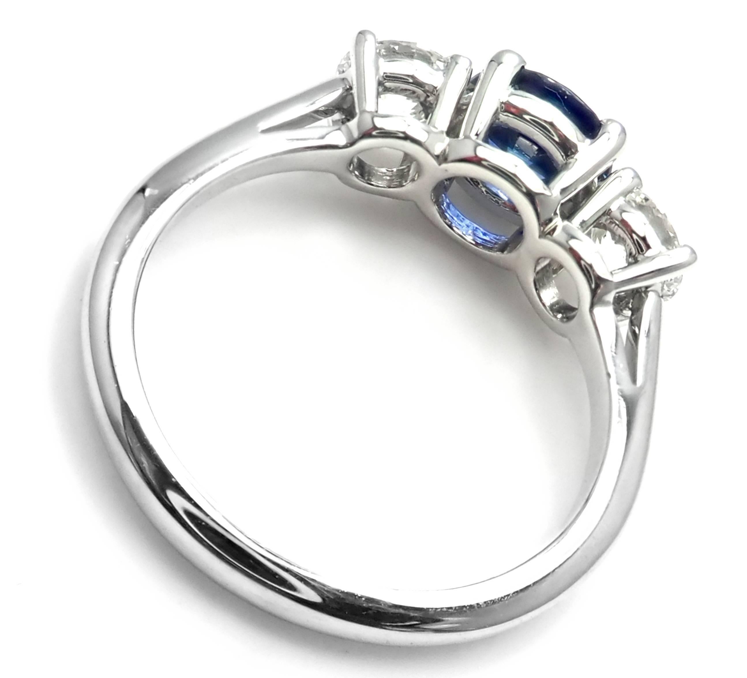 Women's Tiffany & Co. Diamond Sapphire Three Stone Platinum Band Ring