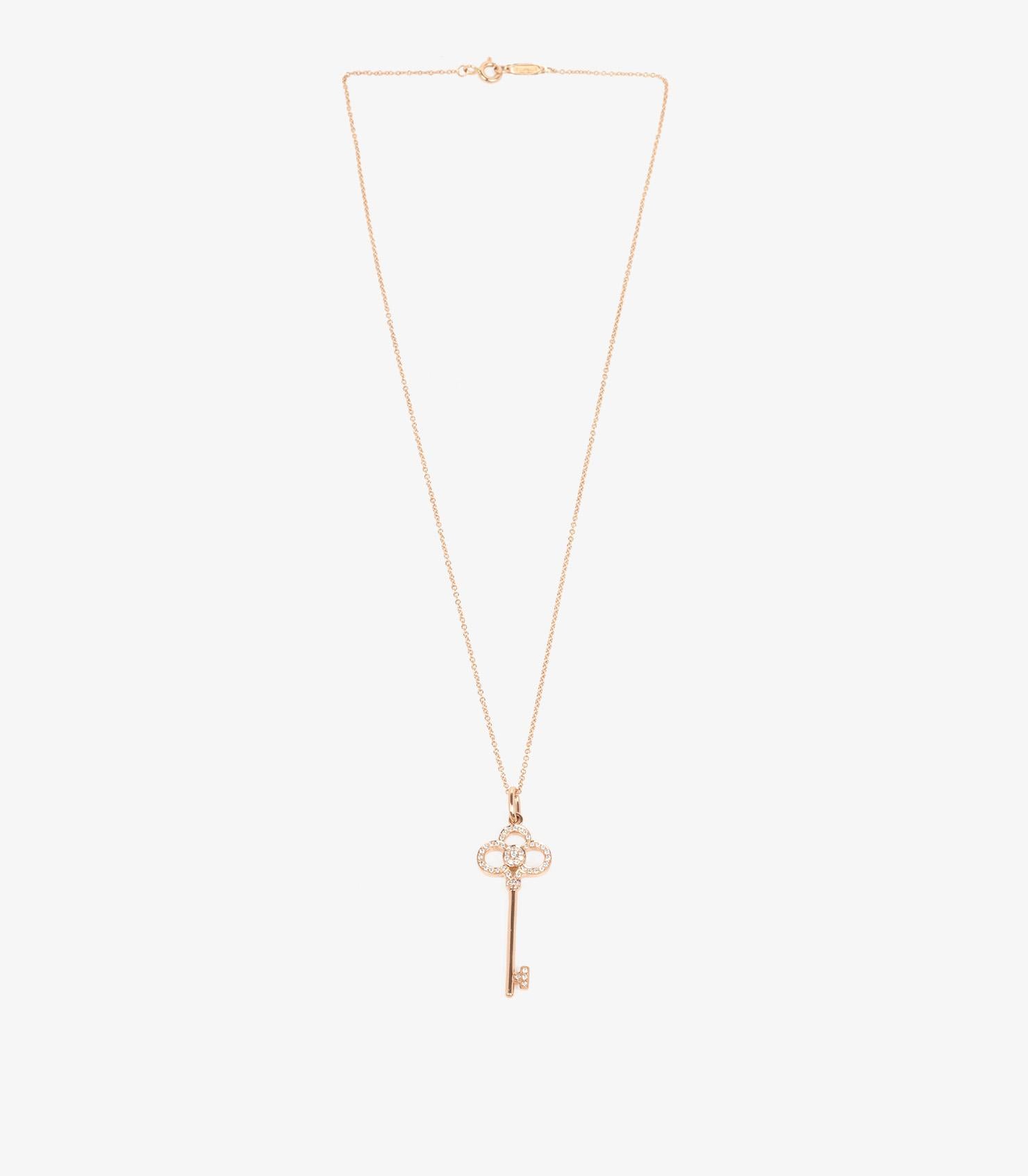 Women's or Men's Tiffany & Co. Diamond Set 18ct Rose Gold Keys Pendant