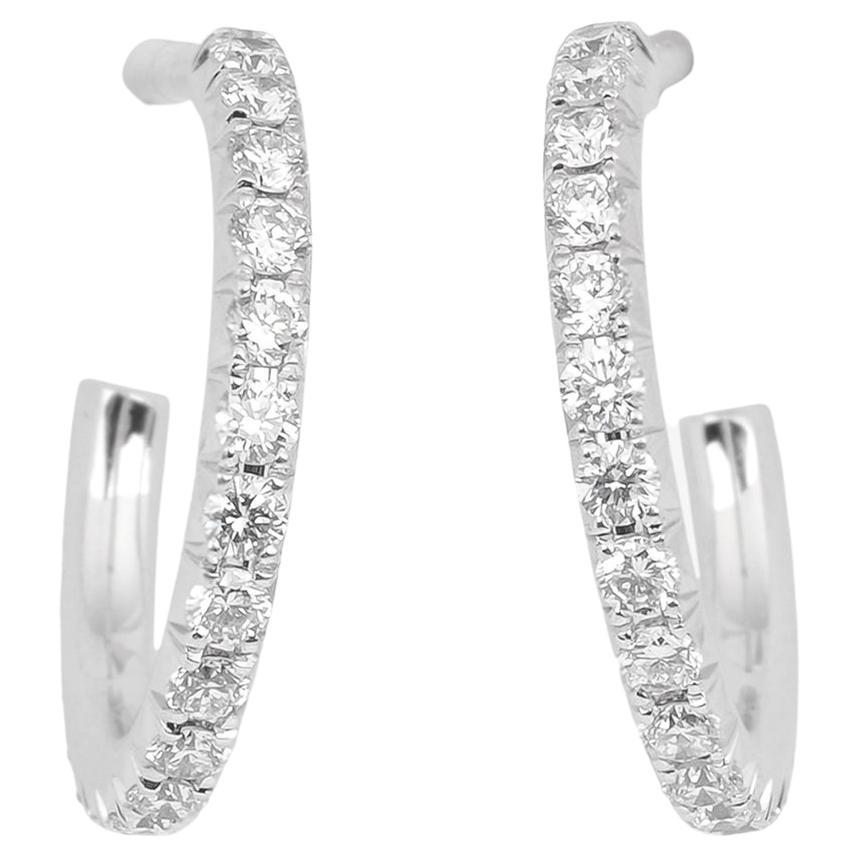 Tiffany & Co. Diamond Set 18ct White Gold Metro Hoop Earrings