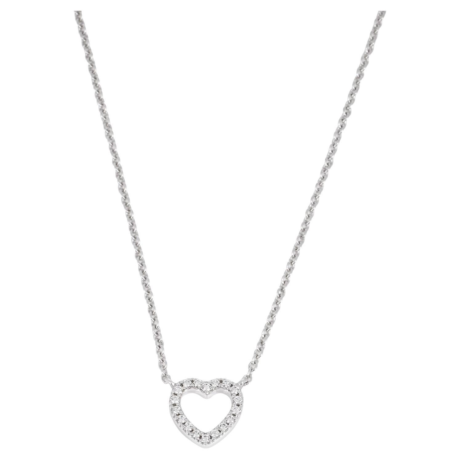Tiffany & Co. Pendentif Mini Metro Heart en or blanc 18ct serti de diamants