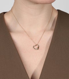 Tiffany & Co. Diamond Set 18ct Yellow Gold 16mm Open Heart Pendant