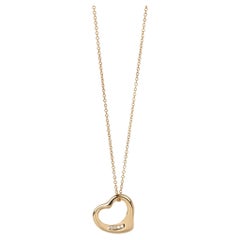 Tiffany & Co. Diamond Set 18ct Yellow Gold 16mm Open Heart Pendant