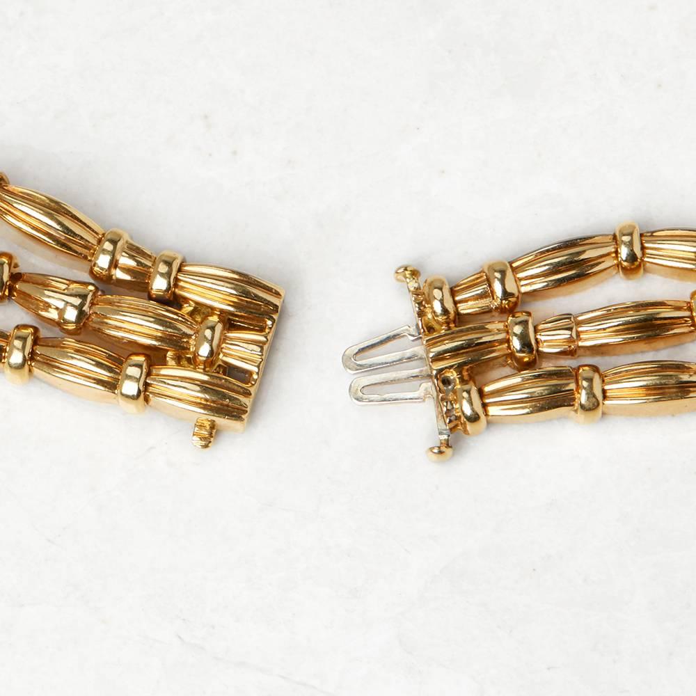Tiffany & Co. Collier vintage à trois rangs en or jaune 18 carats serti de diamants Pour femmes en vente