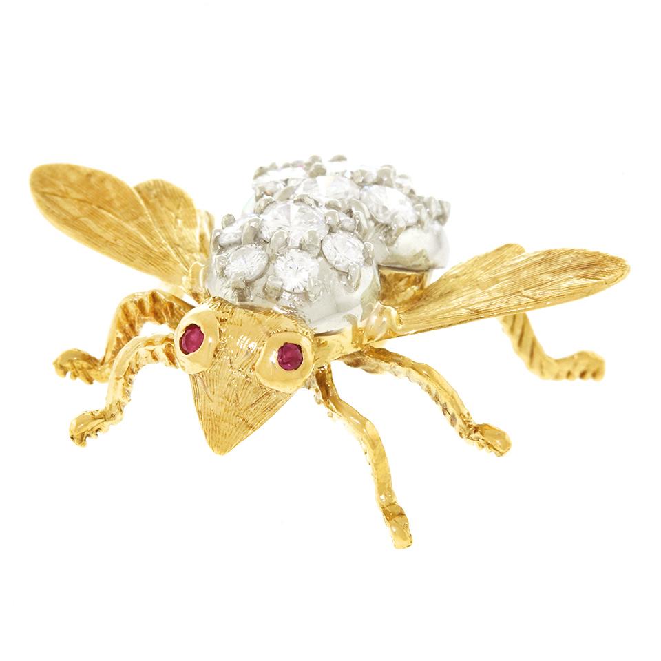 Tiffany & Co. Diamond Set Gold Bee Brooch In Excellent Condition In Litchfield, CT